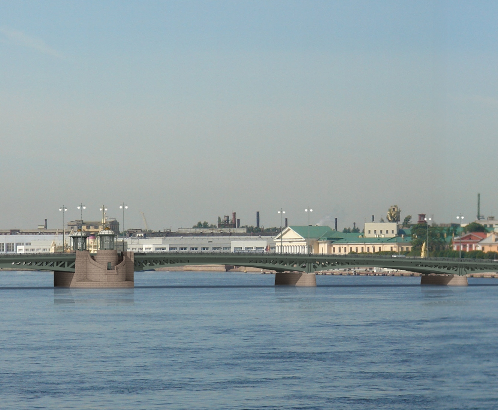 Novo-Admiralteysky bridge across the Big Neva River in the alignment of Lines 16-17 and 18-19